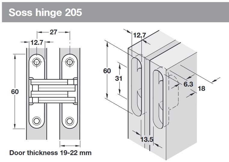 Soss hinge 101 for 1316 mm door thickness solmer.co.uk